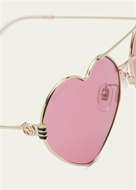 Gucci Gg Heart Shaped Metal Aviator Sunglasses Bergdorf Goodman