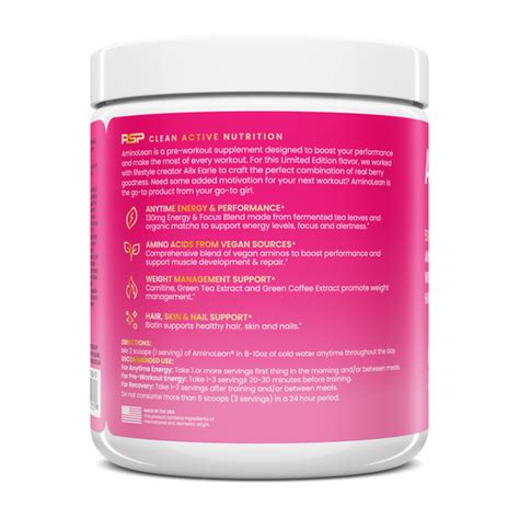 Aminolean Pre Workout Berry Alixir Aminolean Rsp Nutrition