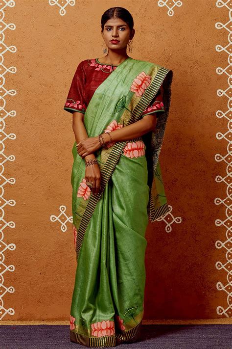 Label Pratham Handpainted Pichwai Sarees Tussar Handpainted Saree