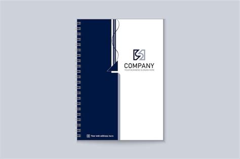 Premium Vector | Company notebook cover modern design in blue color