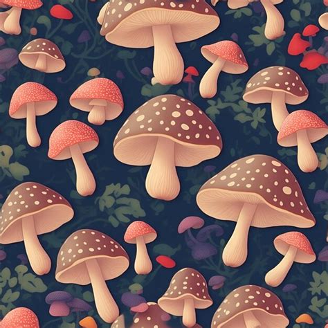 Premium Ai Image Mushrooms Seamless Patterns