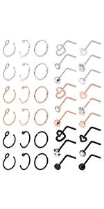 Amazon Kridzisw 12 Pcs 18 Gauge Stainless Steel Nose Rings Studs L