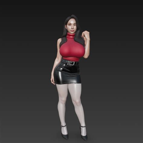 SEXY BUSTY MILF White Stockings Black Skirt Girl NSFW CURVY BBW GIRLFree 3D File For 3D