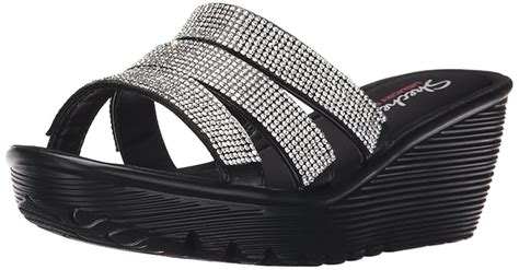 Skechers Cali Womens Parallel Sparkle Eyes Platform Slide Sandal