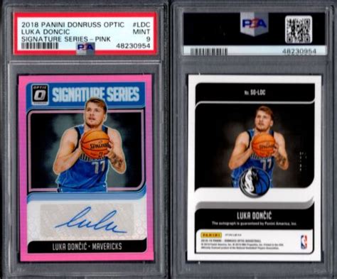 PSA 9 2018 Donruss Optic Signature Series Pink Autograph Luka Doncic RC