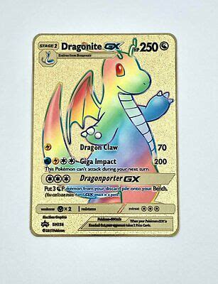 Mavin Pokemon Dragonite Gx Promo Gold Metal Custom Card Full Art Sm