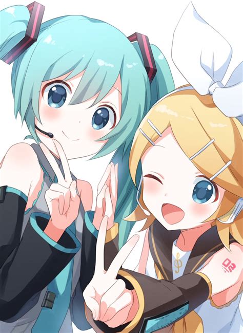 初音ミク 鏡音リン 「【お題箱】ミクちゃんandリンちゃん 」ぶちのイラスト