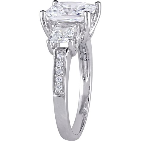 Sofia B Sterling Silver Cubic Zirconia Princess Cut 3 Stone Engagement Ring 3 Stone Rings