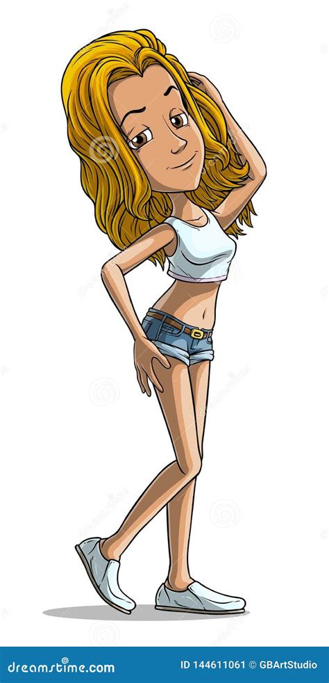 Cartoon Blonde Girl Character Vector Stock Vector Illustration Of Eyebrow Portrait 144611061