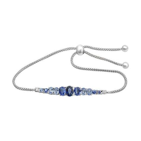 Magnificent Blue Sapphire Diamond Fine Jewelry White Gold Bracelet For