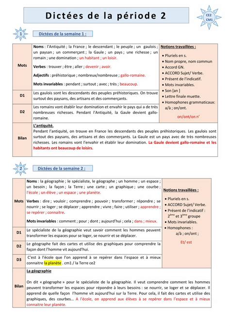 PDF Dictées de la période 2 CE2 CM1 ekladata comekladata