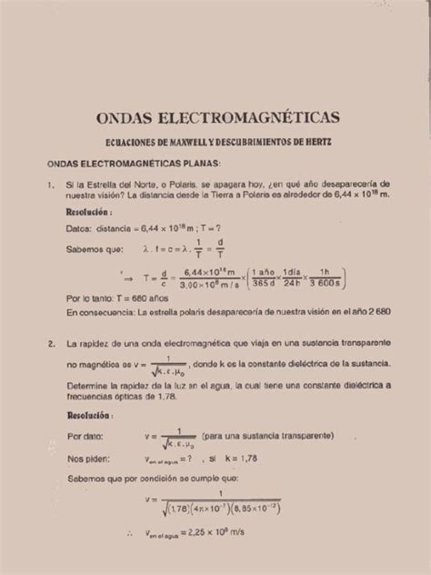 Pdf Fisica Ejercicios Resueltos Soluciones Ondas Electromagneticas