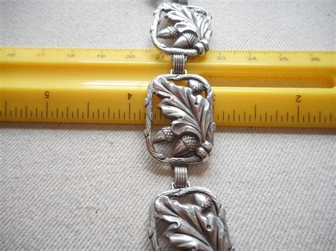 Vintage Sterling Silver Oxidized Danecraft Acorn Oakleaf Link Bracelet