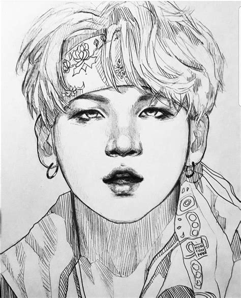 Bts Suga Min Yoongi Bts Drawings Bts Fanart Drawings