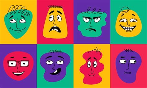 Premium Vector | Abstract faces with emotions vector set