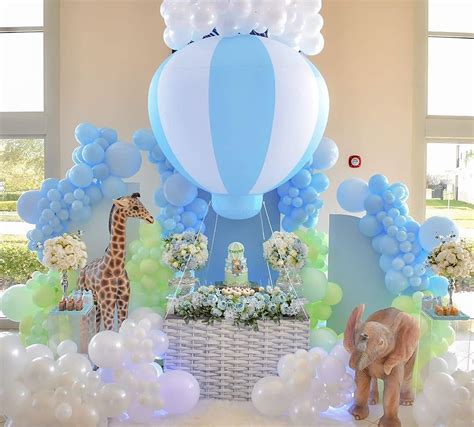 Ft Hot Air Balloon Decorations Inflatable Baby Shower Party Decoration For Boy With Air Pump