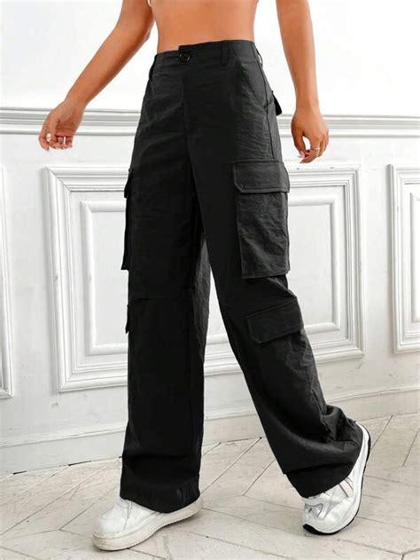 SHEIN EZwear Flap Pocket Side Cargo Pants SHEIN USA