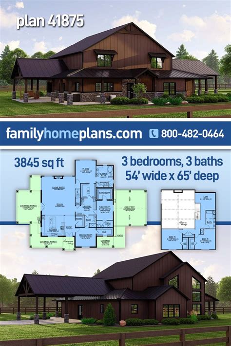 Plan Two Story Barndominium House Plan With Large Covered Wrap