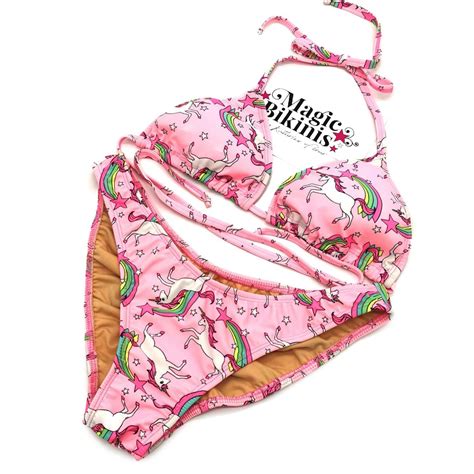 Beach Bikini No Pink Stars Unicorns Magic Bikinis Custom Competition Suits And
