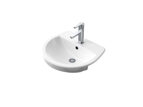 Caroma Cosmo Semi Recessed Vanity Basin 3 Tapholes 500 X 400mm White