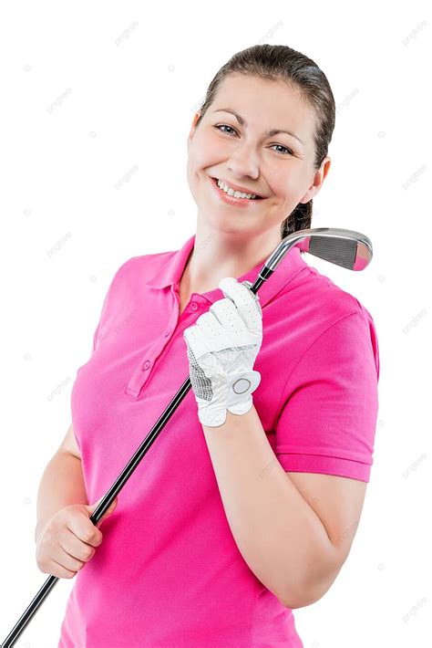 Um Jogador De Golfe Alegre Sorrindo E Segurando Um Clube De Golfe Em Um