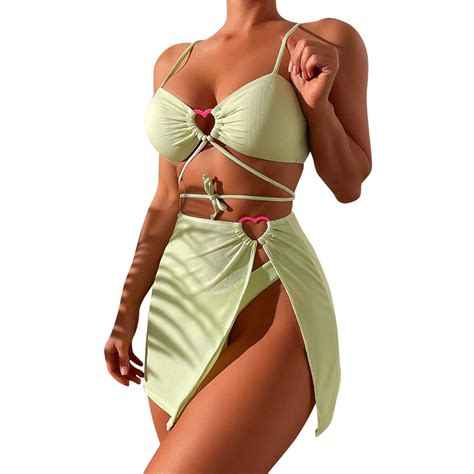 Plus Size Bathing Suit For Women Women S Piece Solid Bikini Set Swimsuit With Sarongs Cover