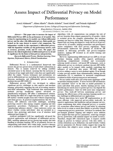 assess impact  differential privacy  model performance