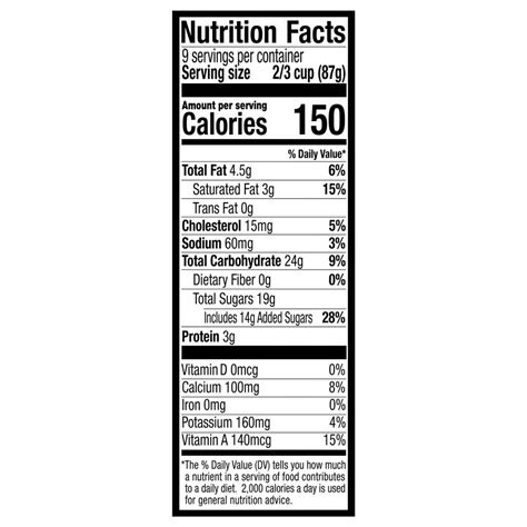 Breyers Ice Cream Light Lactose Free Vanilla Nutrition Facts