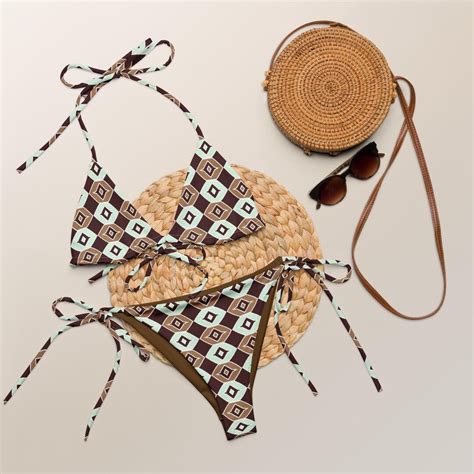 Navajo Aztec Recycled String Bikini Set Southwest Navajo Clothing