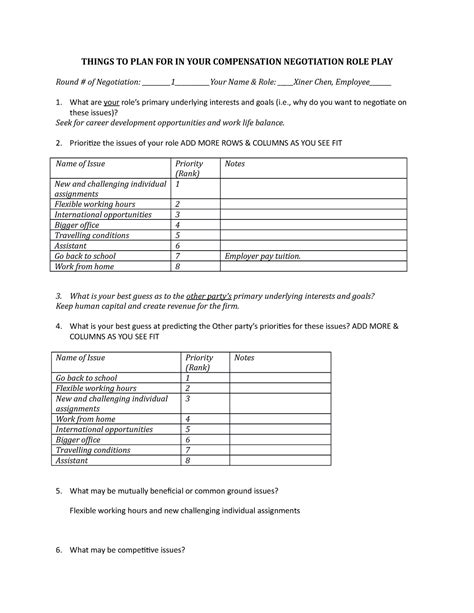 Role Play Exercise For Salary Negotiation Things To Plan For In