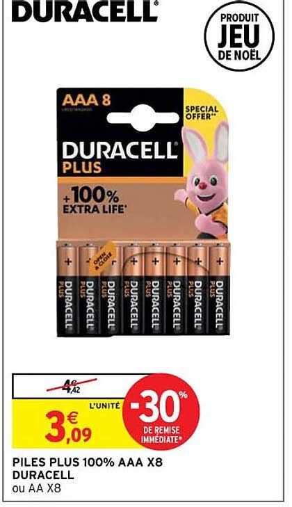 Promo Piles Plus 100 AAA X8 Duracell chez Intermarché Express