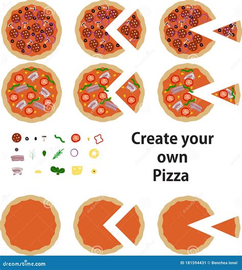 Create Your Own Pizza Graphic Design Illustration Stock Vector