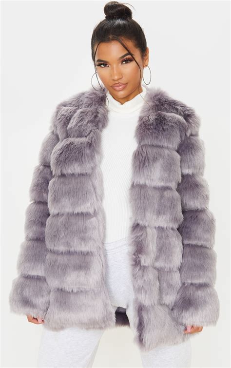 Gray Faux Fur Coat