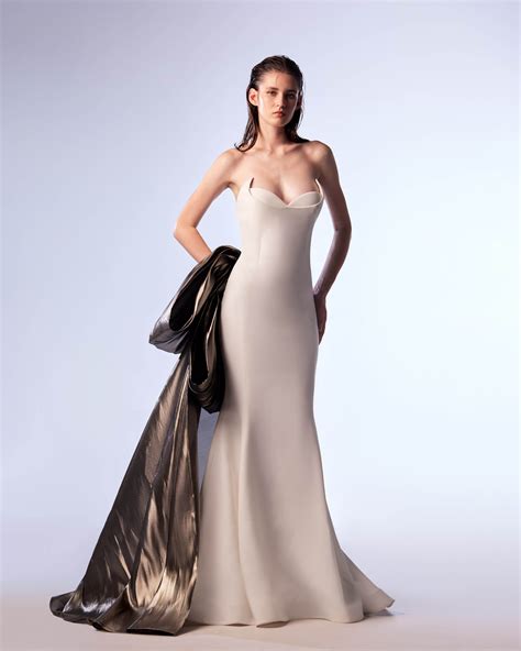 White And Metallic Silver Corset Dress Gaby Charbachy