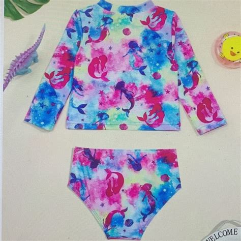 Swim Nwot Pieces Mermaid Themed Girls Bikini Tankini Swimsuit Set Nwot Poshmark