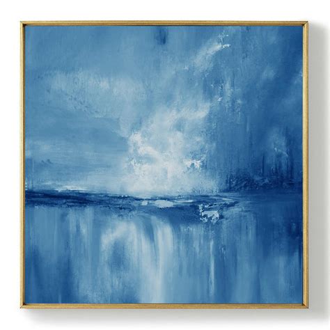 Large Wall Art Light Blue Sky Oil Painting Large Original Sea Level