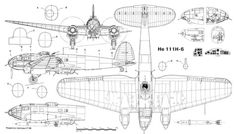 Asisbiz Artwork Line Drawing Or Blue Print Of A Heinkel He H Scale