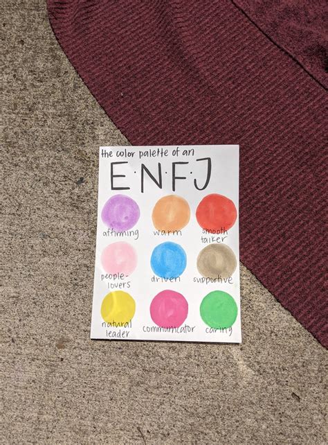 Mbti Watercolor Palette Myers Briggs Dot Palette Enfj Color Palette