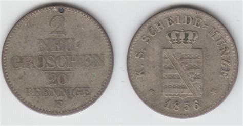 Neugroschen Pfennig F Sachsen Friedrich August Ii