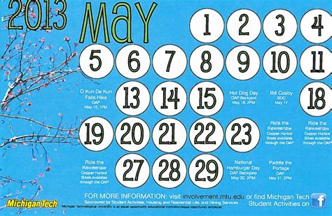 May Calendar of Events | Student Leadership and Involvement News Blog