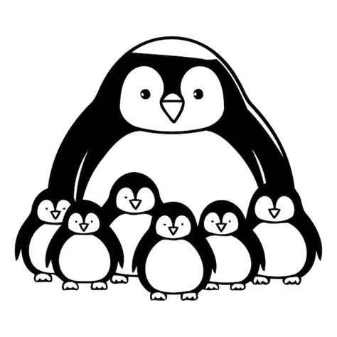 Fam Lia De Pinguins Bonitos Ilustra O Vetorial De Pinguim De Desenho