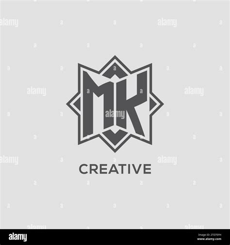 Monogram MK Logo With Eight Point Star Style Design Vector Graphic