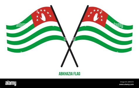 Two Crossed Waving Abkhazia Flag On Isolated White Background Abkhazia