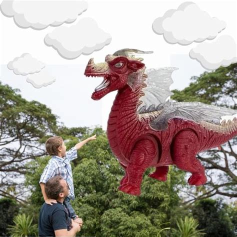 Dragão Dinossauro Alado Brinquedo Emite Som E Luz Asas Brilham Art