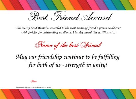 Best Friend Certificate Template