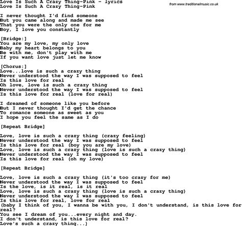 Love Song Lyrics Forlove Is Such A Crazy Thing Pink