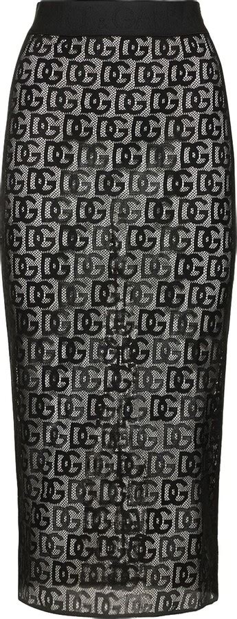 Dolce And Gabbana Monogram Jacquard Tulle Pencil Skirt Shopstyle