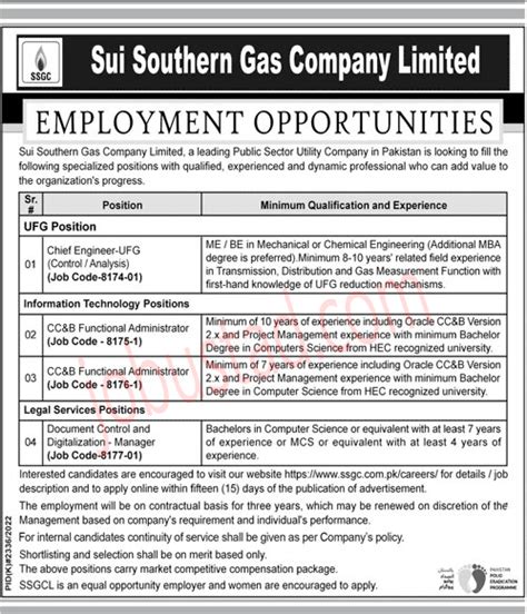 Latest Sui Southern Gas Company Jobs February 2023 Advertisement