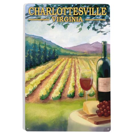 Charlottesville, Virginia, Wine Country, Vineyard Scene (12x18 Aluminum