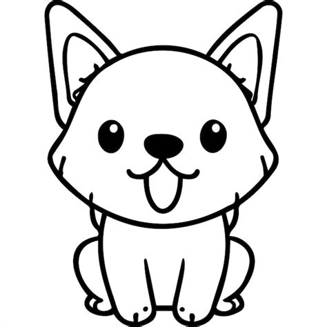 P Gina Para Colorear De Perro Kawaii Vector Premium